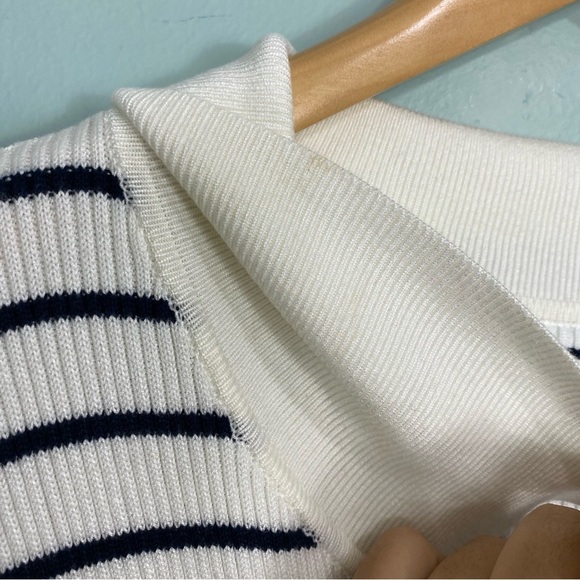 Abercrombie & Fitch Striped Blue White Collared Long Sleeve Midi Dress XL - Picture 8 of 9